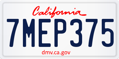 CA license plate 7MEP375