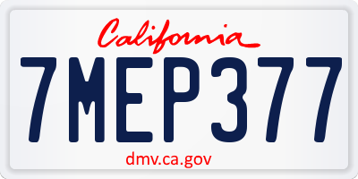 CA license plate 7MEP377