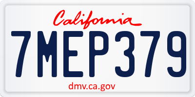 CA license plate 7MEP379