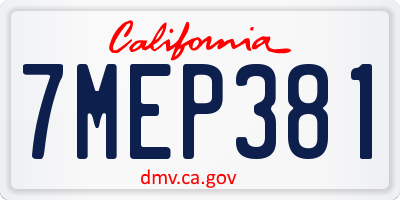 CA license plate 7MEP381