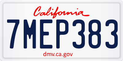 CA license plate 7MEP383