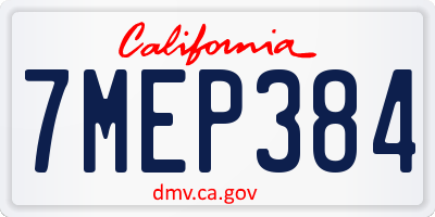 CA license plate 7MEP384