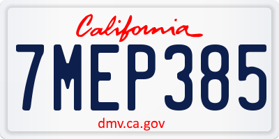 CA license plate 7MEP385