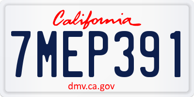 CA license plate 7MEP391