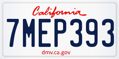 CA license plate 7MEP393