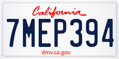 CA license plate 7MEP394