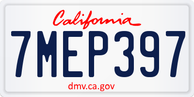 CA license plate 7MEP397