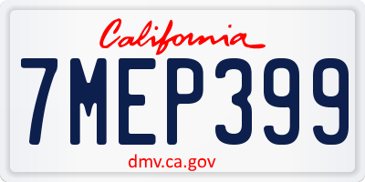 CA license plate 7MEP399
