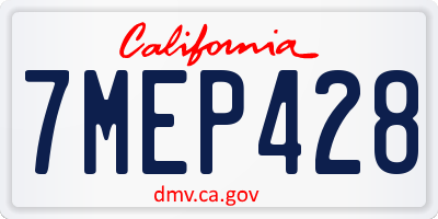 CA license plate 7MEP428
