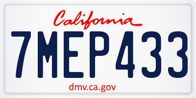 CA license plate 7MEP433