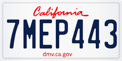 CA license plate 7MEP443