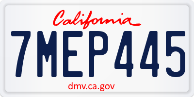 CA license plate 7MEP445