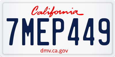 CA license plate 7MEP449