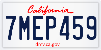 CA license plate 7MEP459