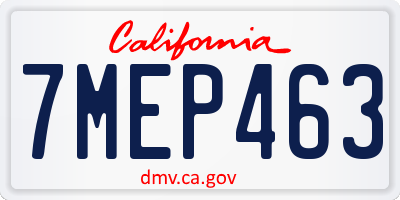 CA license plate 7MEP463