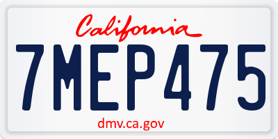 CA license plate 7MEP475