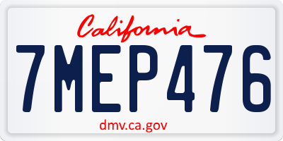 CA license plate 7MEP476