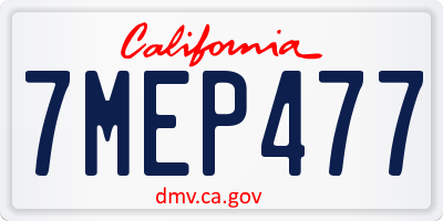 CA license plate 7MEP477