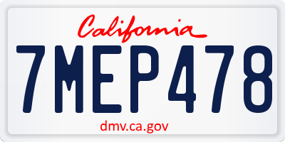 CA license plate 7MEP478