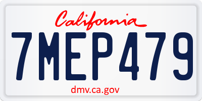 CA license plate 7MEP479