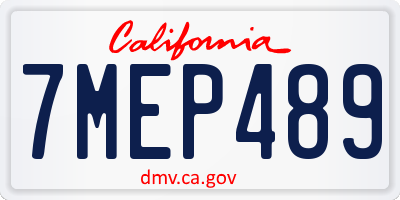 CA license plate 7MEP489