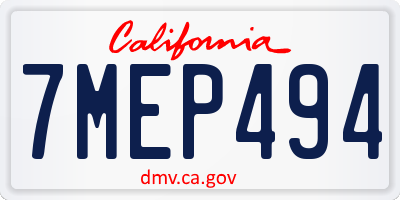 CA license plate 7MEP494