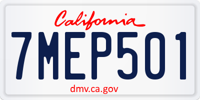 CA license plate 7MEP501