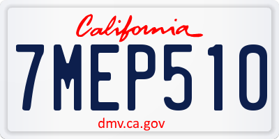 CA license plate 7MEP510