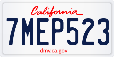 CA license plate 7MEP523