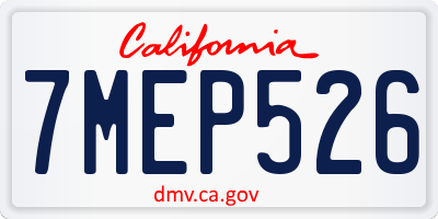 CA license plate 7MEP526