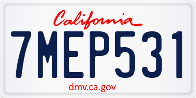 CA license plate 7MEP531