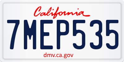 CA license plate 7MEP535