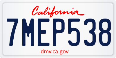 CA license plate 7MEP538