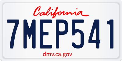 CA license plate 7MEP541