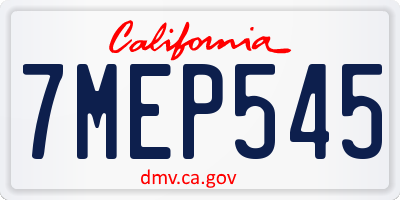 CA license plate 7MEP545