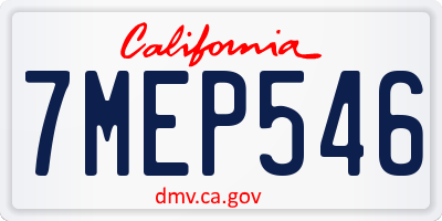 CA license plate 7MEP546