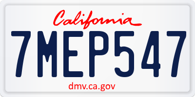 CA license plate 7MEP547