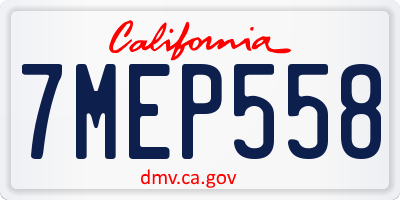 CA license plate 7MEP558