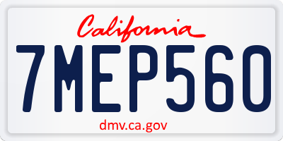 CA license plate 7MEP560