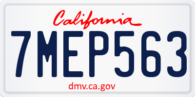 CA license plate 7MEP563