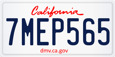 CA license plate 7MEP565
