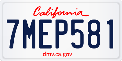 CA license plate 7MEP581