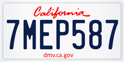 CA license plate 7MEP587