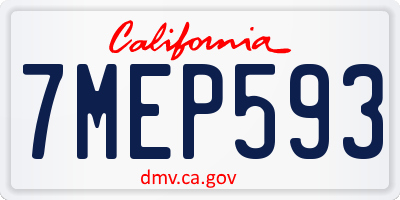 CA license plate 7MEP593