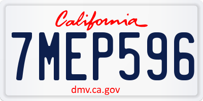 CA license plate 7MEP596