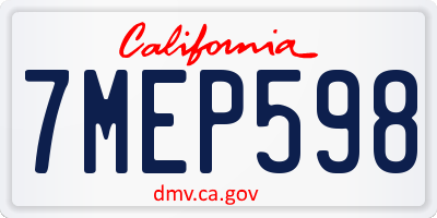 CA license plate 7MEP598
