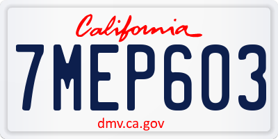 CA license plate 7MEP603