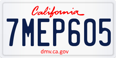 CA license plate 7MEP605