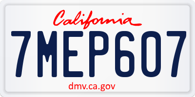 CA license plate 7MEP607