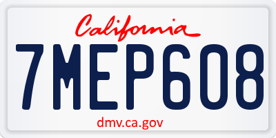 CA license plate 7MEP608